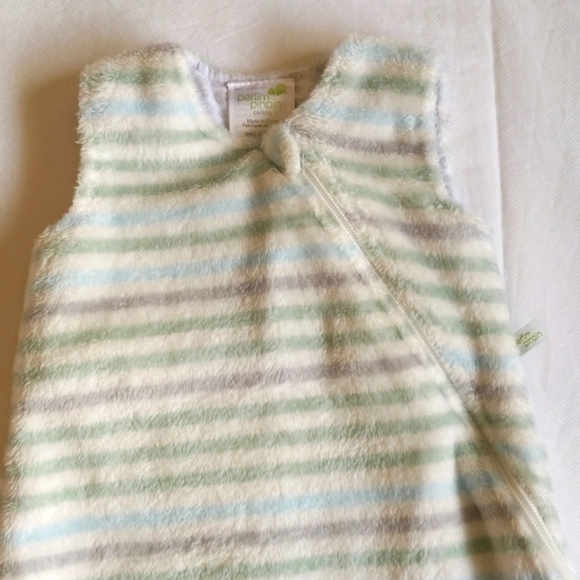 perlim pinpin fluffy striped fleece zip-up sleep sack 0-6 months baby 1.5 TOGS - Picture 2 of 8